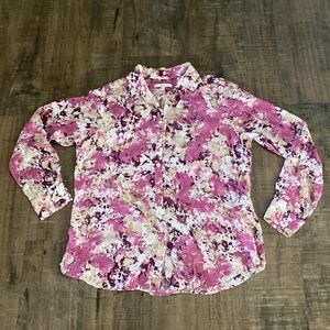 FOXCROFT Size 10 Shaped Long Sleeves Button Down Top